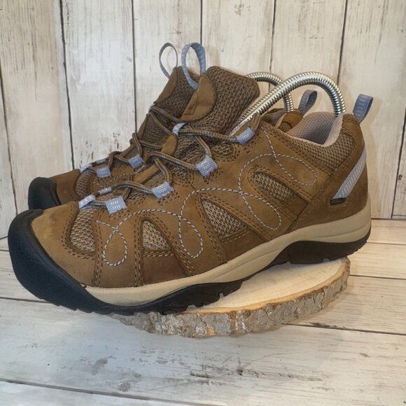 Keen Womens Shasta Hiking Trail Lace Up Shoes Waterproof Brown Blue Size 7.5 - Picture 2 of 10